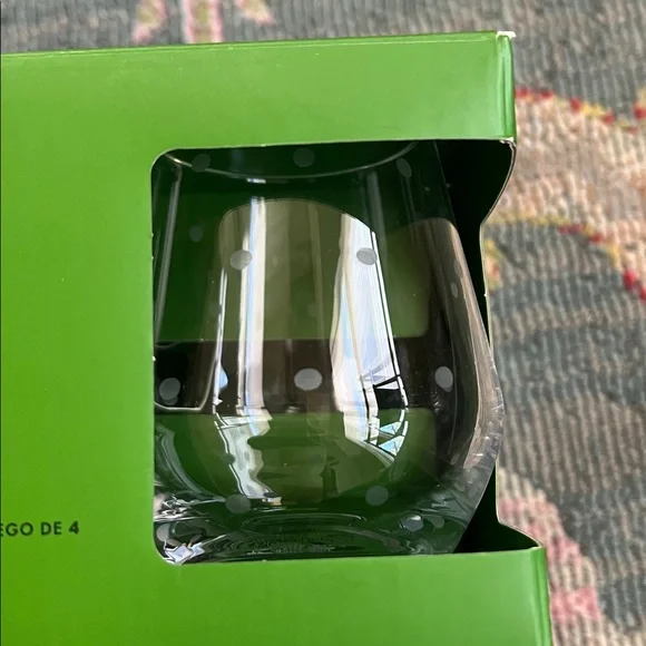 NEW Kate Spade Larabee Dot Stemless Wine Glass Set (4) - Picture 2 of 6